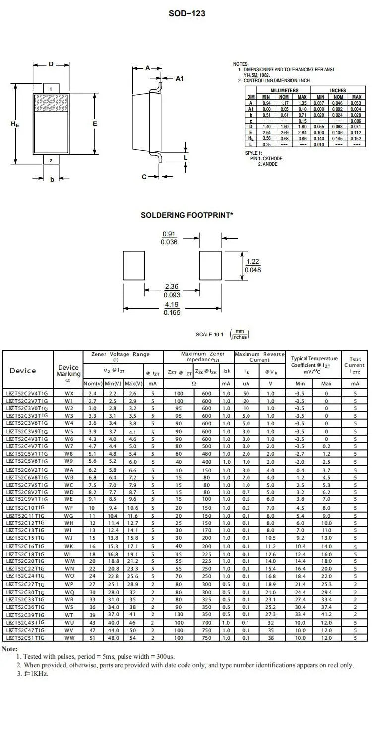 100Pcs SMD Zener Diode