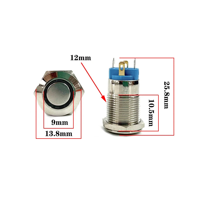 12/16/19/22mm Waterproof Metal Push Button Switch