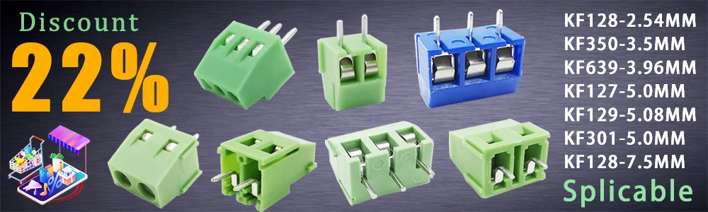 5/10Pcs KF128 2.54mm PCB Screw Terminal Block Green