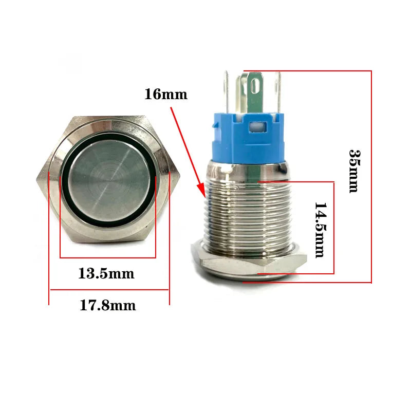 12/16/19/22mm Waterproof Metal Push Button Switch