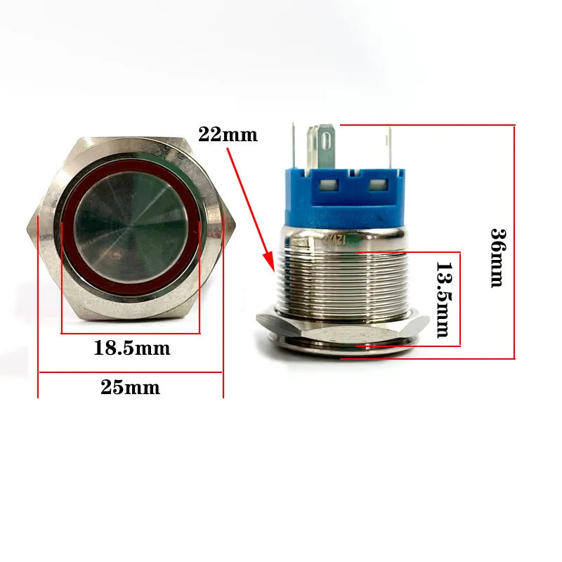 12/16/19/22mm Waterproof Metal Push Button Switch