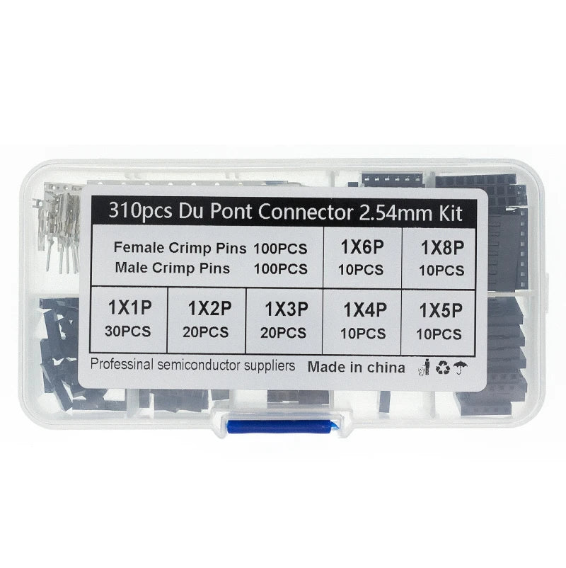310Pcs/set 2.54mm Dupont Connector Pin Housing Kit