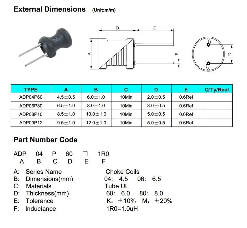 10PCS Power Inductor Radial Leaded