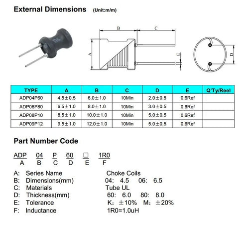 10PCS Power Inductor Radial Leaded