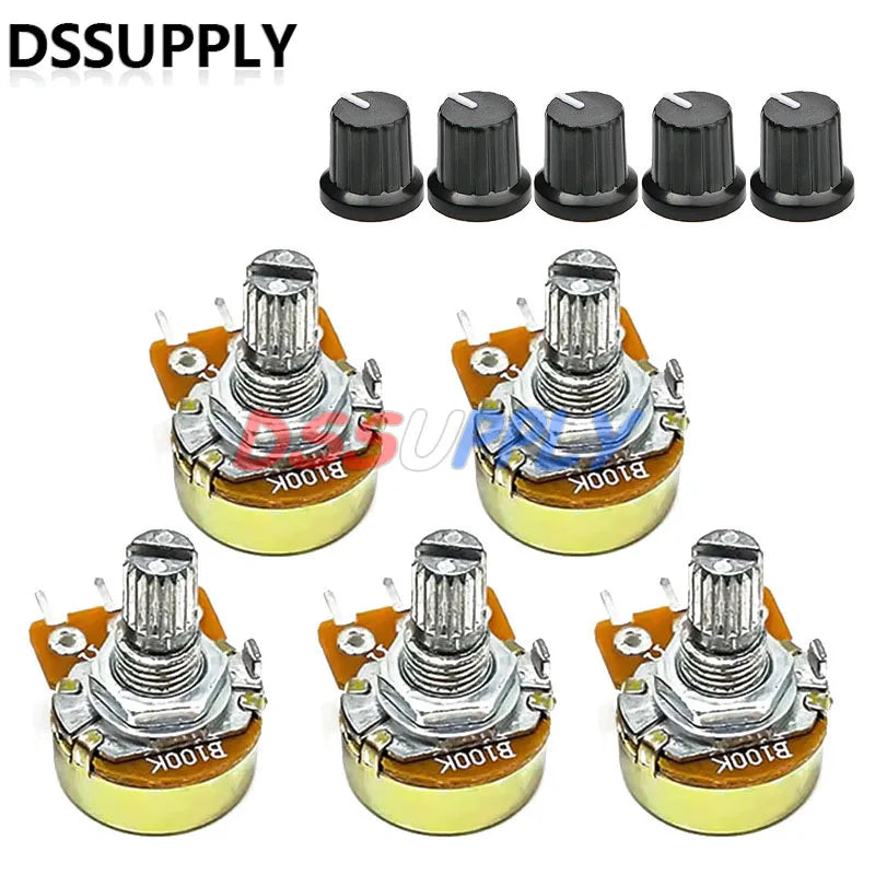 5 Set WH148 15mm 3-Pin Potentiometer with Knob