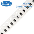 100pcs/Lot 1206 5% Resistor 0 ohm ~ 10M ohm