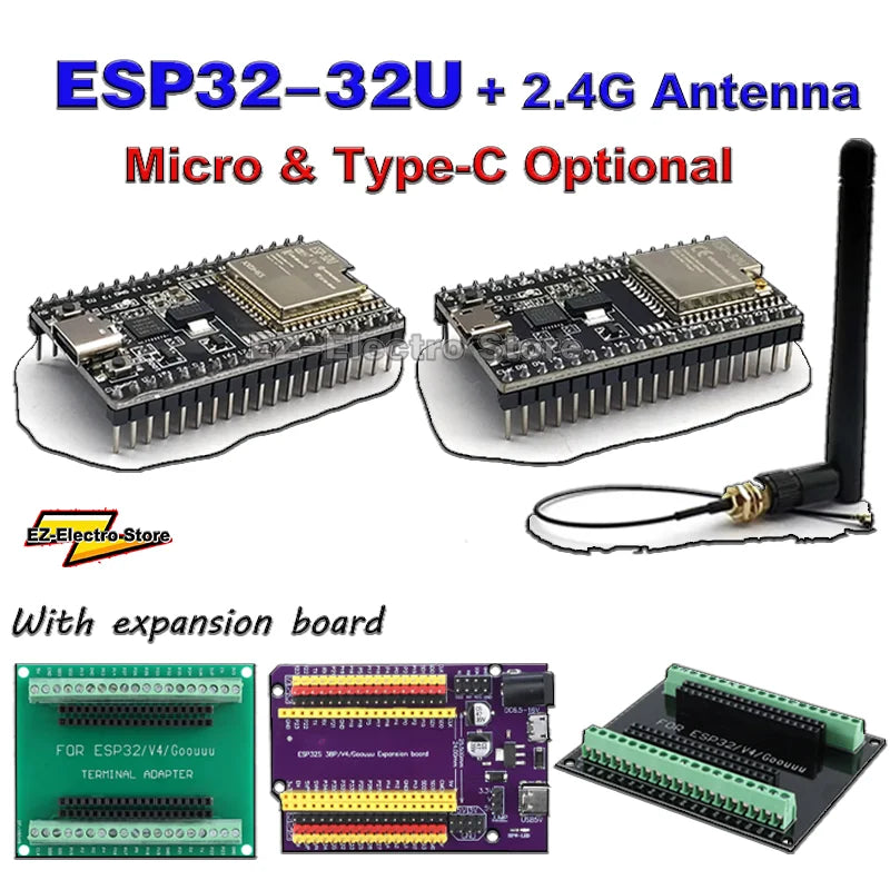 ESP32-WROOM-32U WiFi Bluetooth Module with 2.4G Antenna
