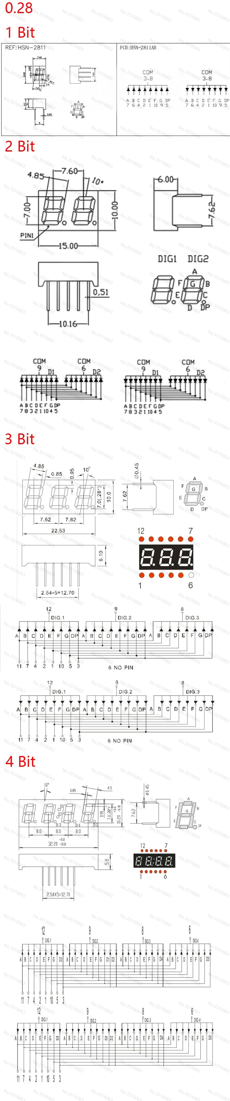 5Pcs LED Digital Tube 7-Segment Display