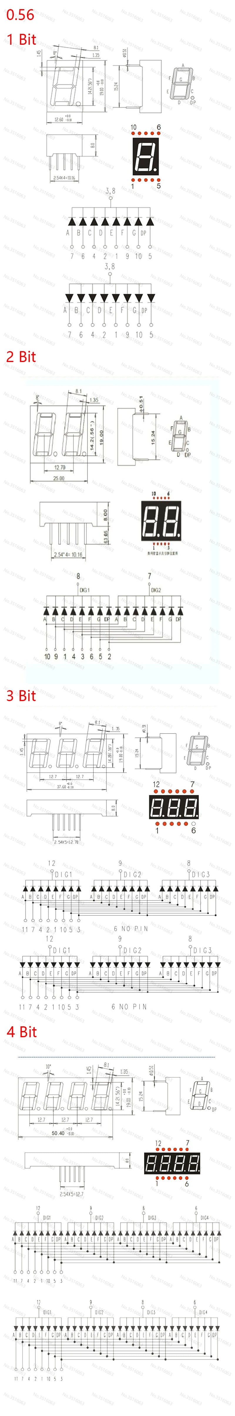 5Pcs LED Digital Tube 7-Segment Display