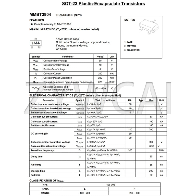MMBT3904 1AM MMBTA44 3D SOT-23 Transistors