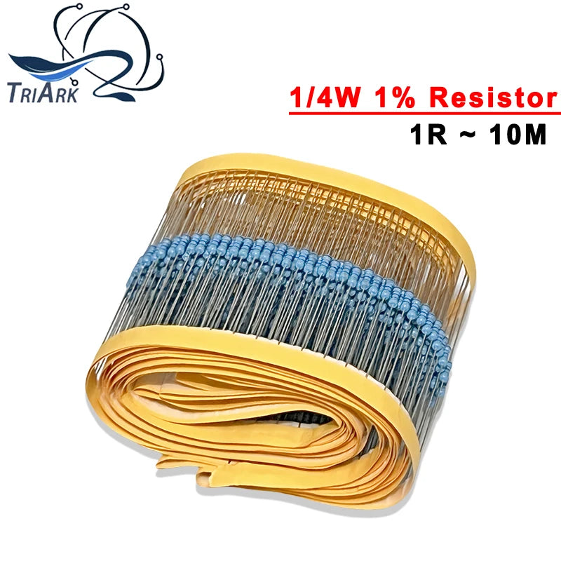 100PCS/Lot Metal Film Resistor 1/4W 1% 1R ~ 10M