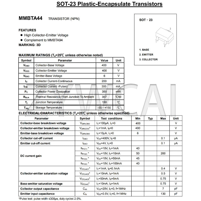 MMBTA44 3D SOT-23 Transistors NPN
