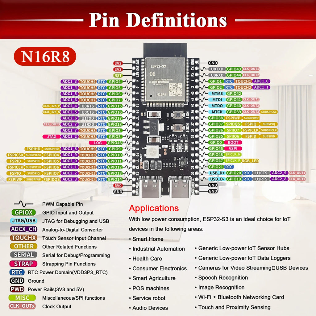 ESP32-S3 N16R8 WiFi & Bluetooth Development Board