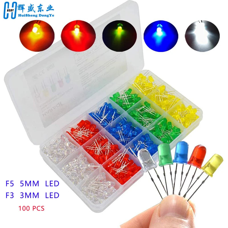 100PCS/lot 3mm 5mm LED Assortment kit