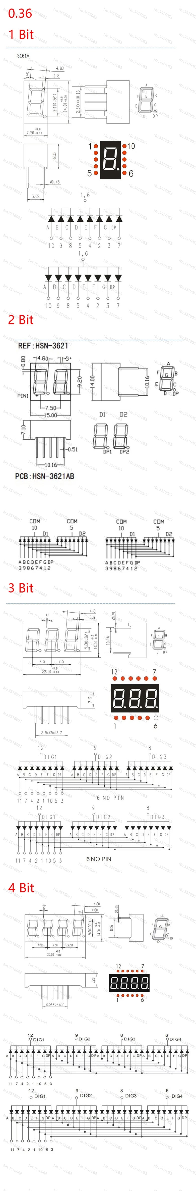 5Pcs LED Digital Tube 7-Segment Display
