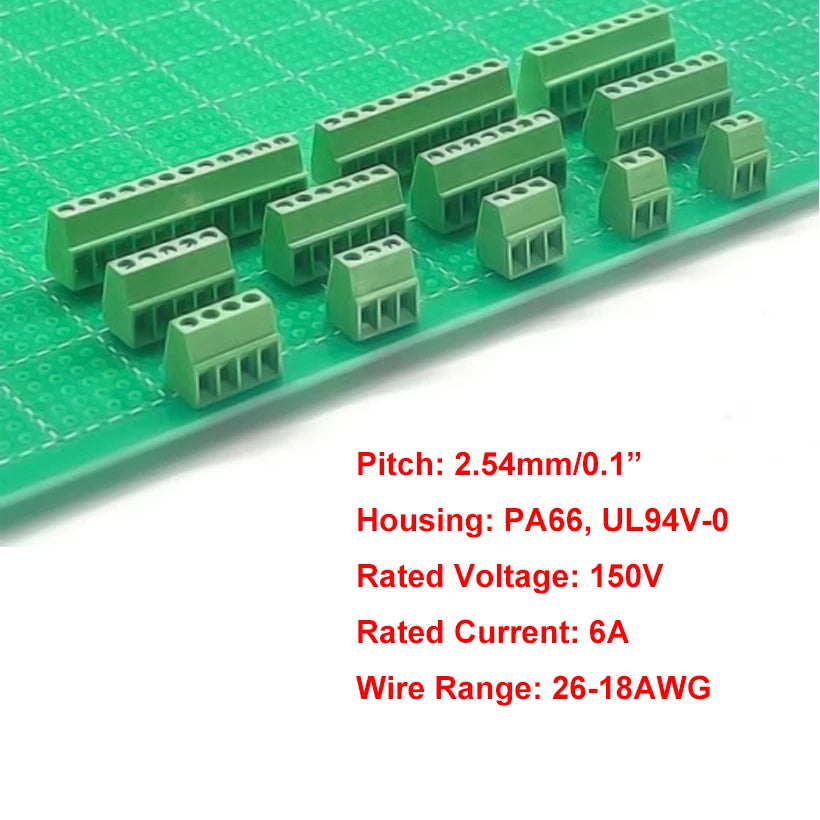 5/10Pcs KF128 2.54mm PCB Screw Terminal Block Green