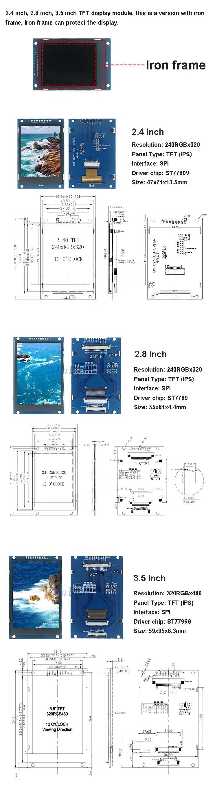 2.4/2.8/3.5 Inch TFT LCD Touch Screen